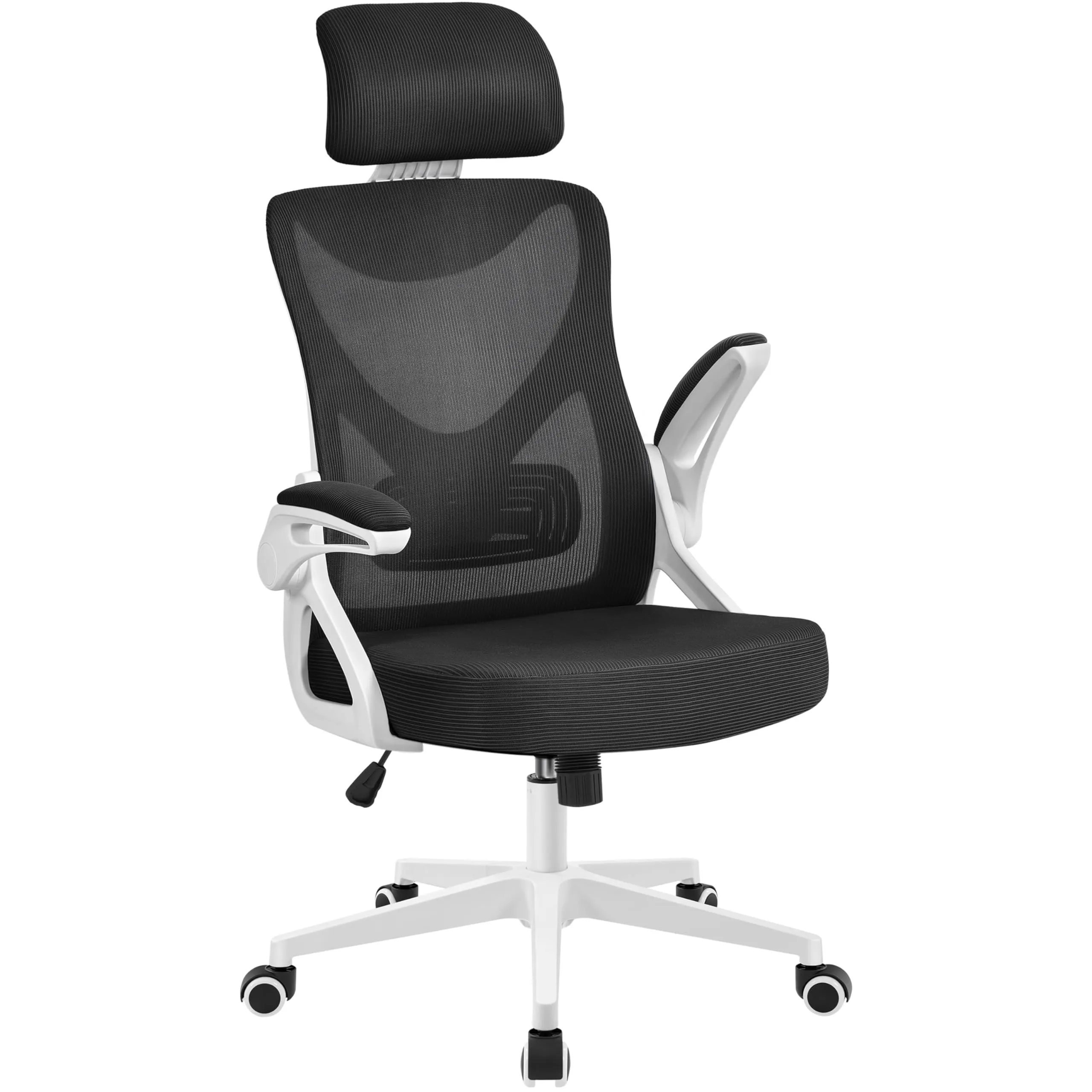 Yaheetech Sedia da Ufficio Ergonomica Poltrona Supporto Lombare Bianca/Nera