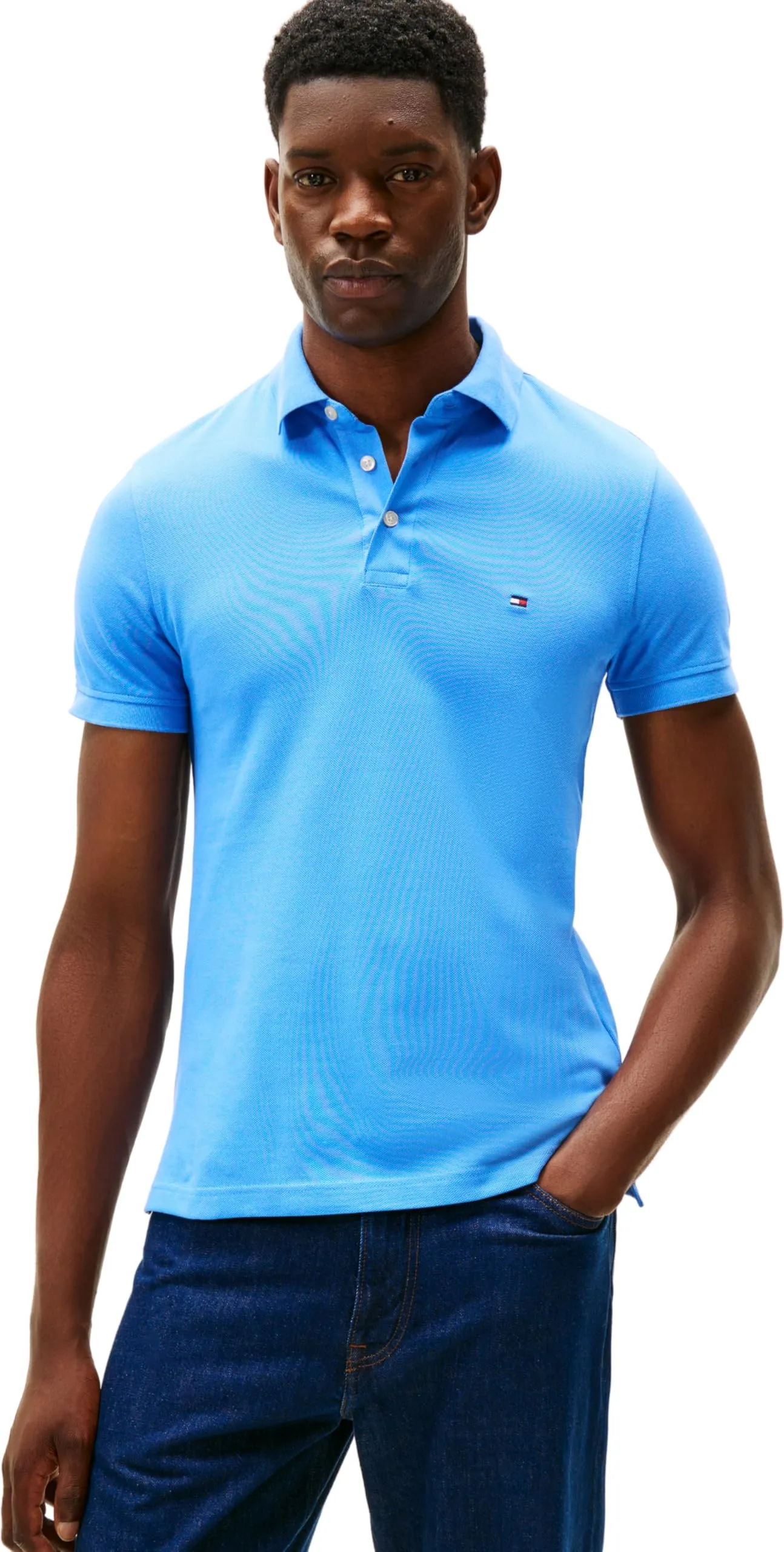 Tommy Hilfiger Maglietta Polo Maniche Corte Uomo 1985 Slim Slim Fit, Blu (Blue Spell), XL