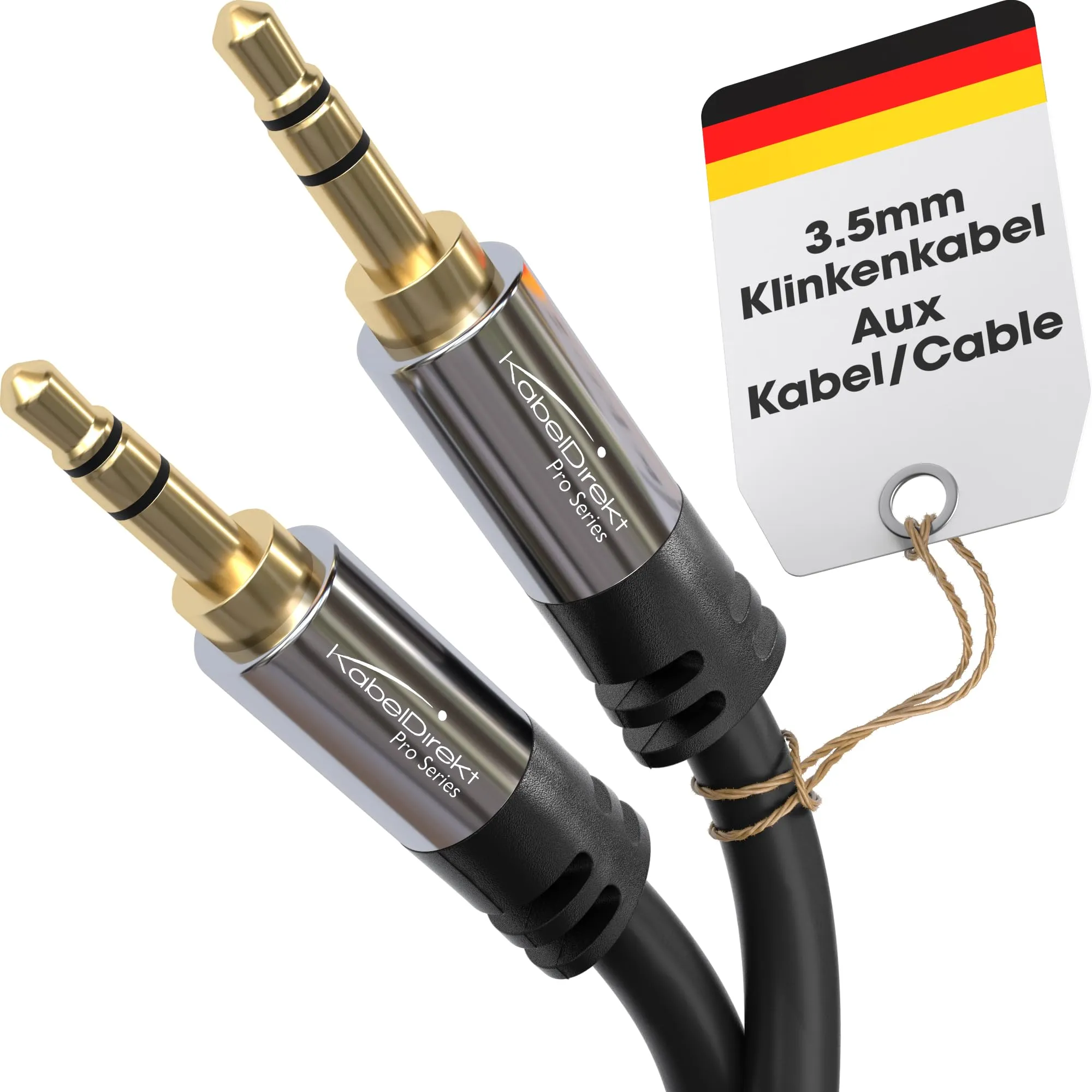 KabelDirekt – Cavo audio AUX jack 3,5mm – 3m – connettori in metallo
