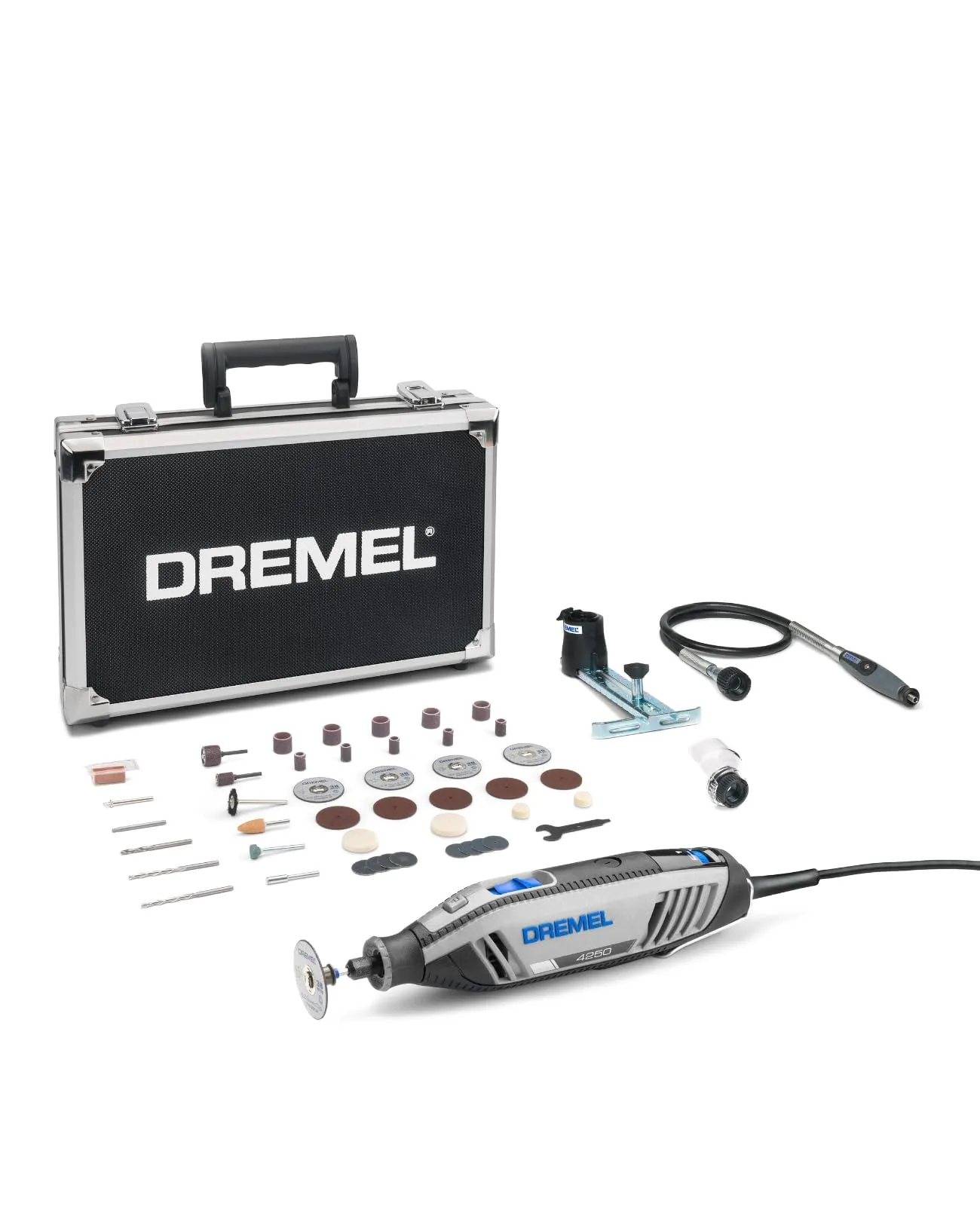 Dremel 4250 Multiutensile 175 W, Kit Multiutensile Amazon Exclusive con 3 Complementi e 45 Accessori, Motore da 175 W con Electronic Feedback, Velocità Variabile 5.000-35.000 giri/min