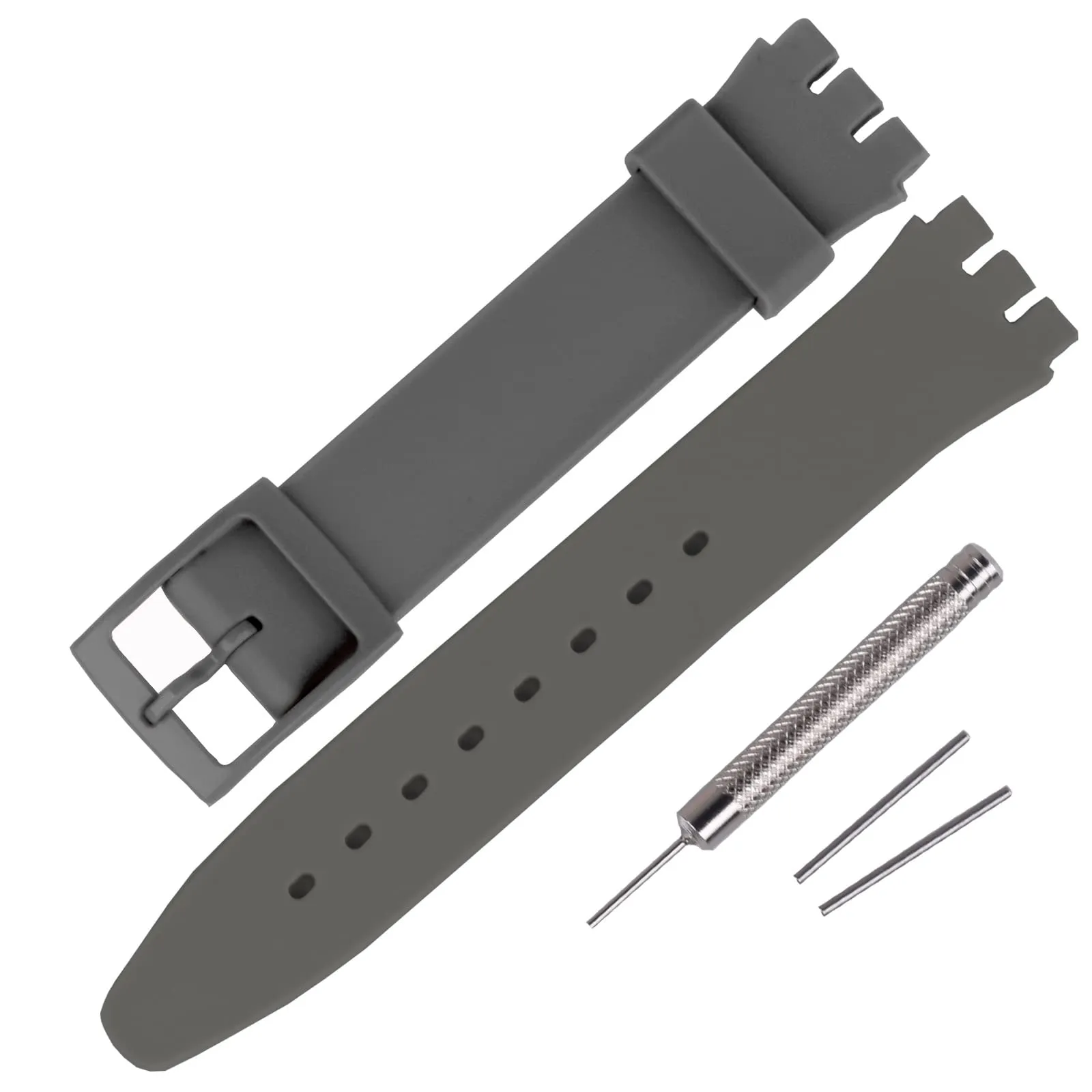 Rihahisy Cinturino in silicone per orologio Swatch - Diverse colorazioni, amico della pelle, traspirante, fibbia in plastica leggera, incluso strumento e perni a molla, 17 mm, Gomma, Nessuna pietra