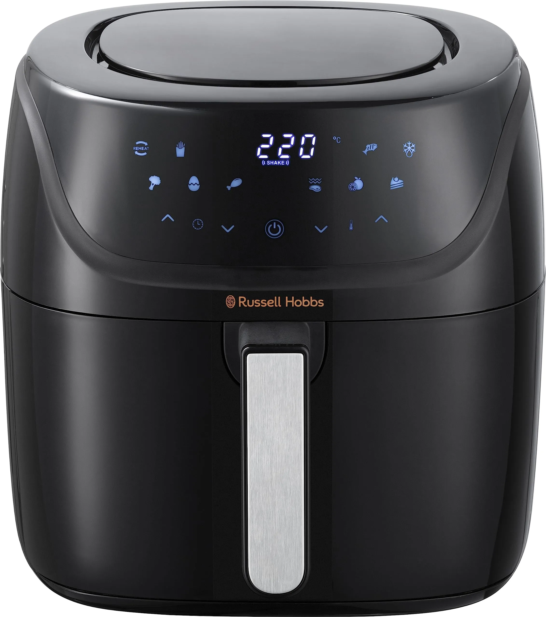 Russell Hobbs Friggitrice ad Aria XXL, 8 L, SatisFry, 7 Funzioni Cottura: Griglia, Arrostisce, Disidrata etc. & 10 Programmi, Lavastoviglie ok, Display Touch, Fino a 220°C, AirFryer 27170-56