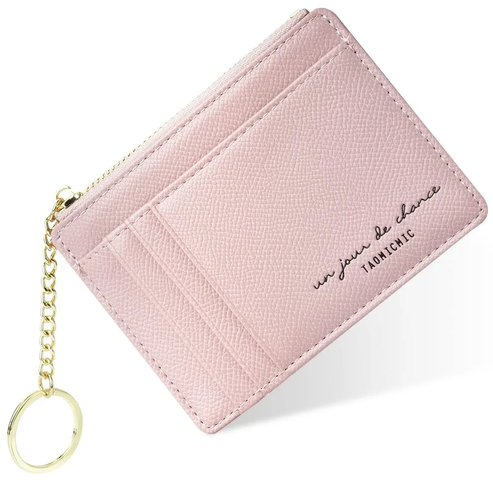 URAQT Porta Carte di Credito, Portafogli in Pelle per Uomo e Donna Portafoglio Porta Carte, Portafogli Slim Portacarte Portafoglio Card Holder per Carta e Contanti (Rosa#zip)