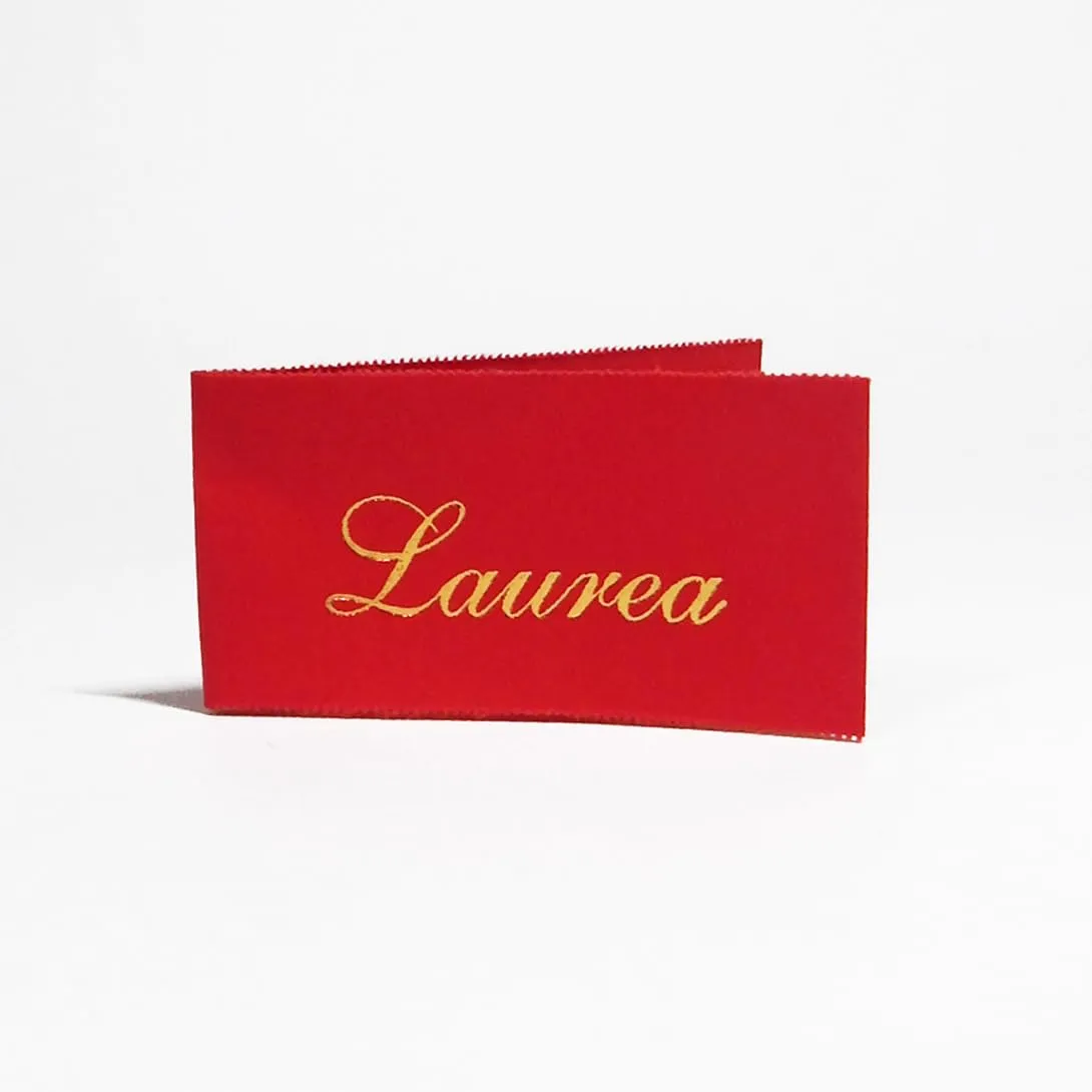 25 pz Bigliettini per Bomboniera di Laurea Rossi, Decorazione in Carta con Scritta con Dettagli Oro Personalizzabili Rosso Cerimonia Evento Graduation Laureato Laureata Festa - 2,5 x 4,5 cm