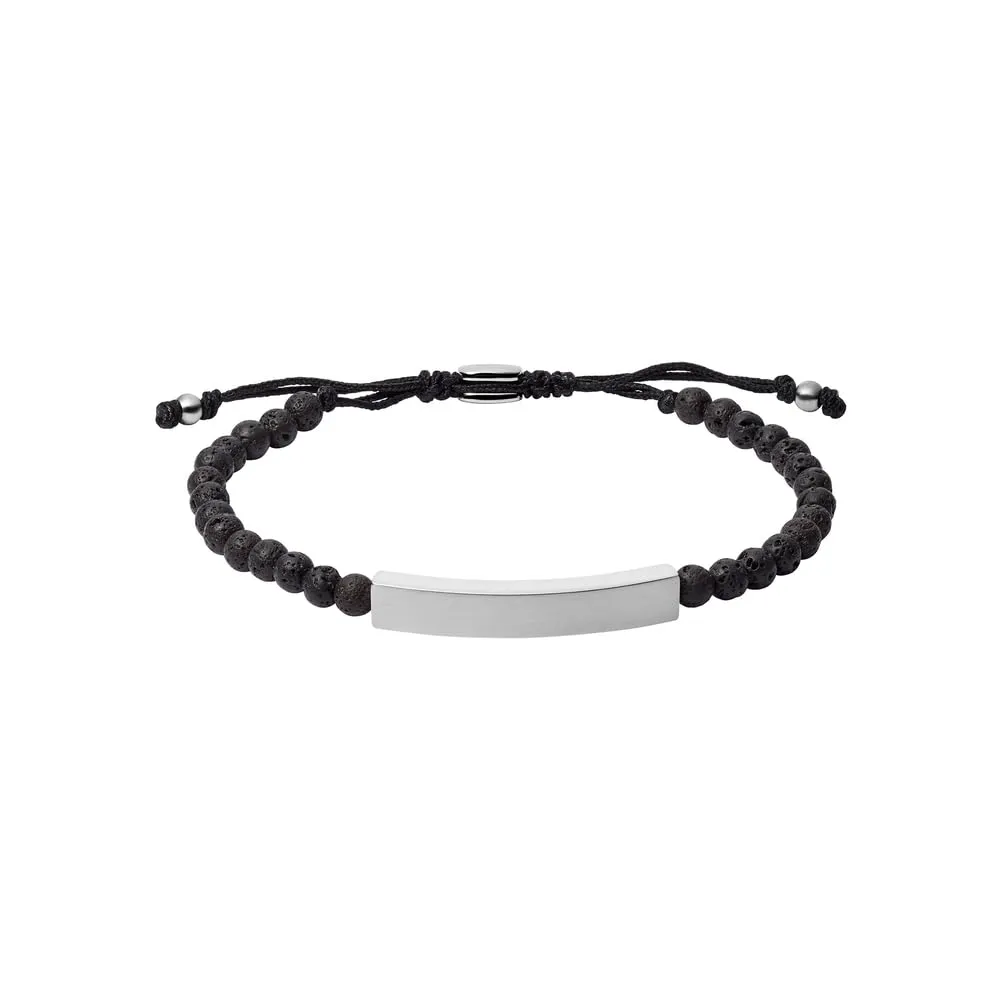 Fossil Bracciale Da Uomo Vintage Casual, Lunghezza Interna: 170mm ~ 250mm Nero Bracciale Semi-Prezioso, JF03247040