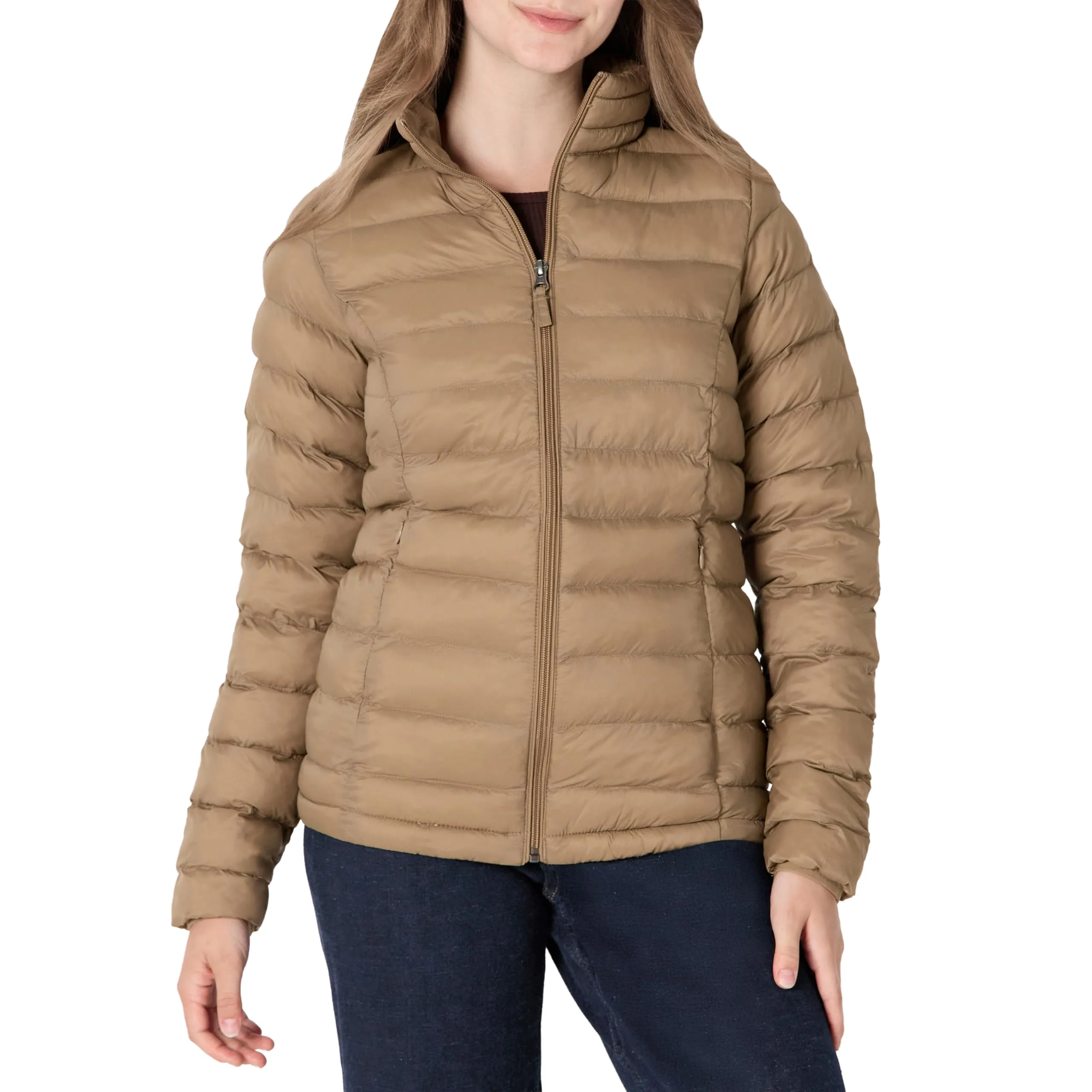 Amazon Essentials Piumino Leggero a Maniche Lunghe Resistente all'Acqua Ripiegabile (Disponibile in Taglie Forti) Donna, Marrone Cenere, S