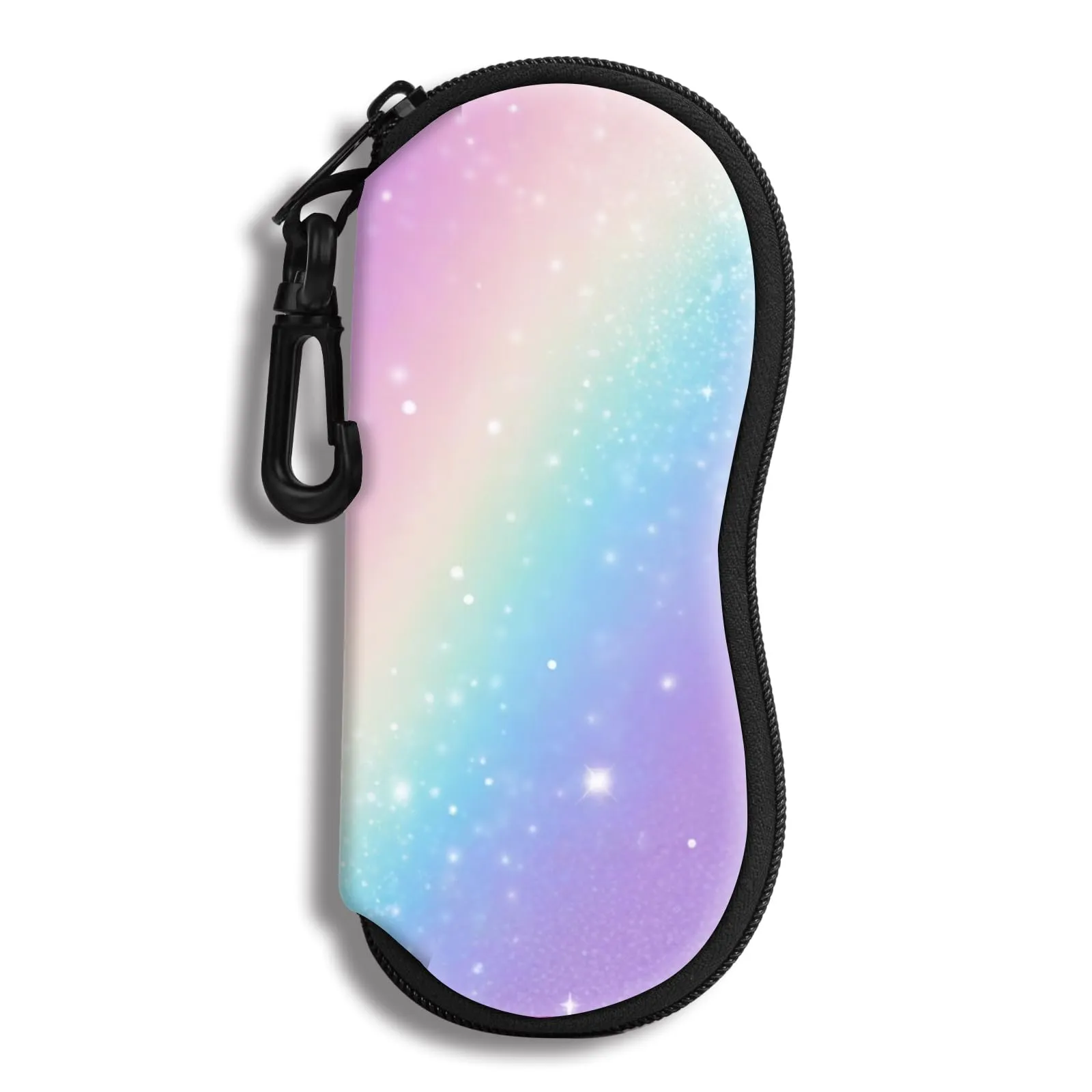 Hion Custodia per occhiali Occhiali da sole Custodia morbida con Clip da Cintura Custodia per Occhiali da Sole con Cerniera in Neoprene Ultraleggero Borsa per Occhiali da Sole Stampata(Arcobaleno)