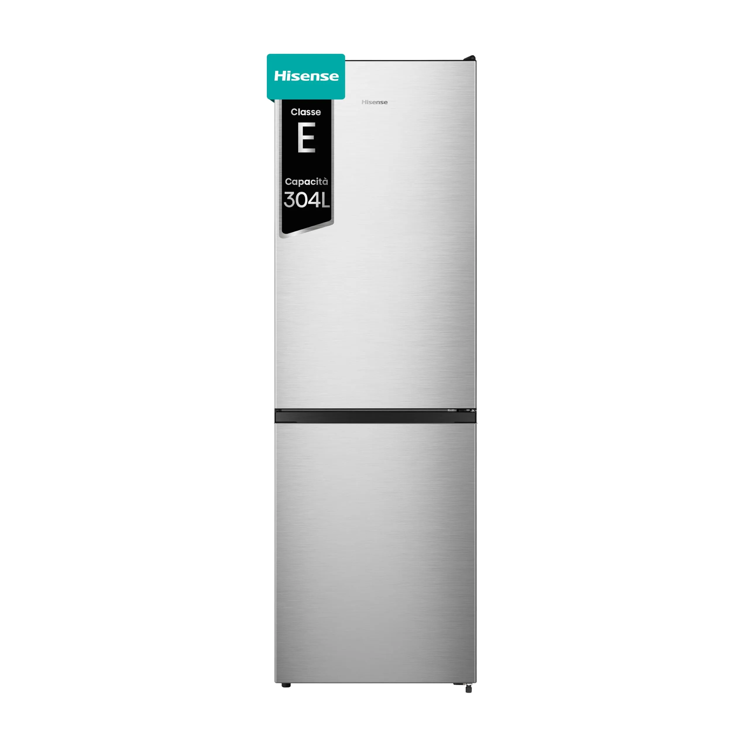 Hisense MC60300IE Frigorifero Combinato, Libera Installazione, Total No Frost, Multi Air Flow, Controllo Touch, Porta Reversibile, 304 Litri, Altezza 186 cm, Classe E, Inox