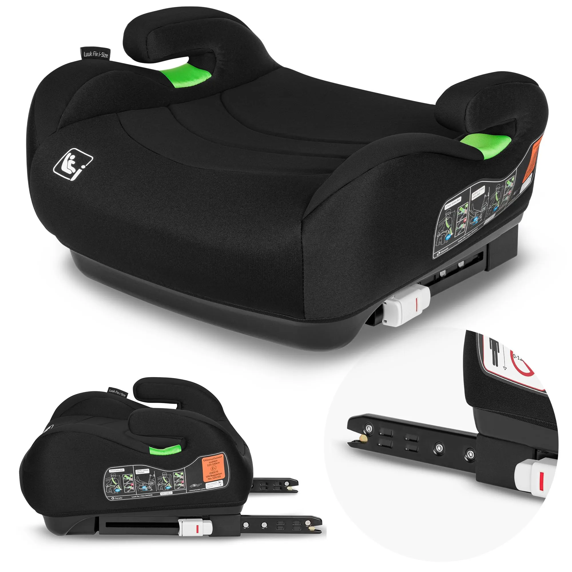 LIONELO Luuk Fix i-Size Rialzo Auto ISOFIX per Bambini 6-12 Anni 125-150 cm