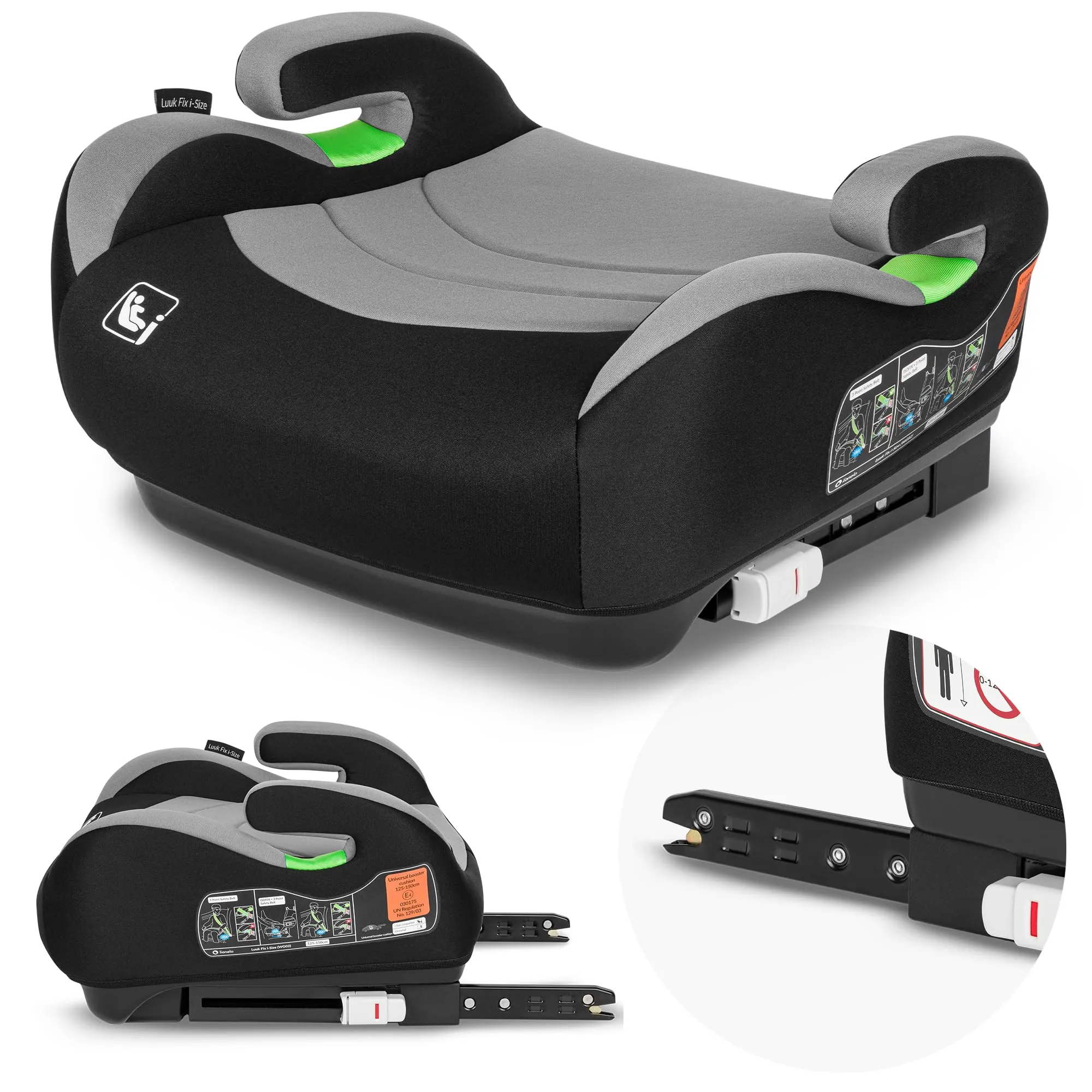 LIONELO Luuk Fix i-Size Rialzo Auto ISOFIX per Bambini 6-12 Anni 125-150 cm
