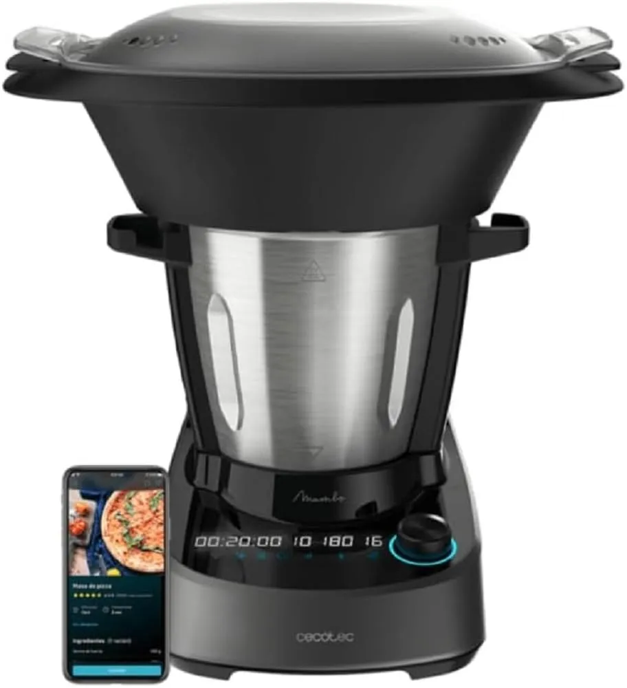Cecotec Robot da Cucina Multifunzione Mambo 11090. 1600W, 37 Funzioni, APP, Bilancia e Brocca da 3,3 Litri in Acciaio Inox Adatto per Lavastoviglie, Ricettario e Accessori