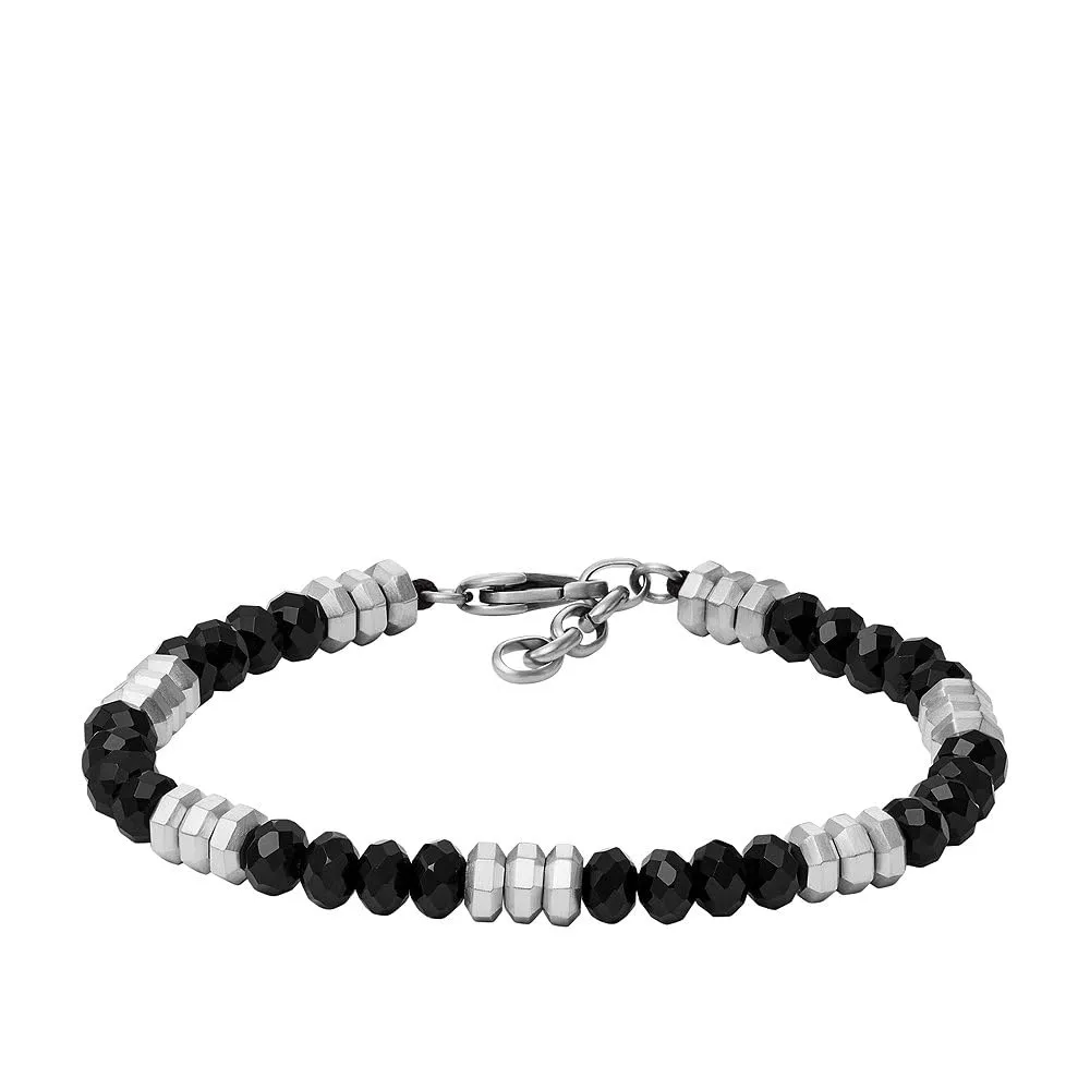 Fossil Bracciale da Uomo, Acciaio Inossidabile, L: 220 mm, L: 6 mm, Nero