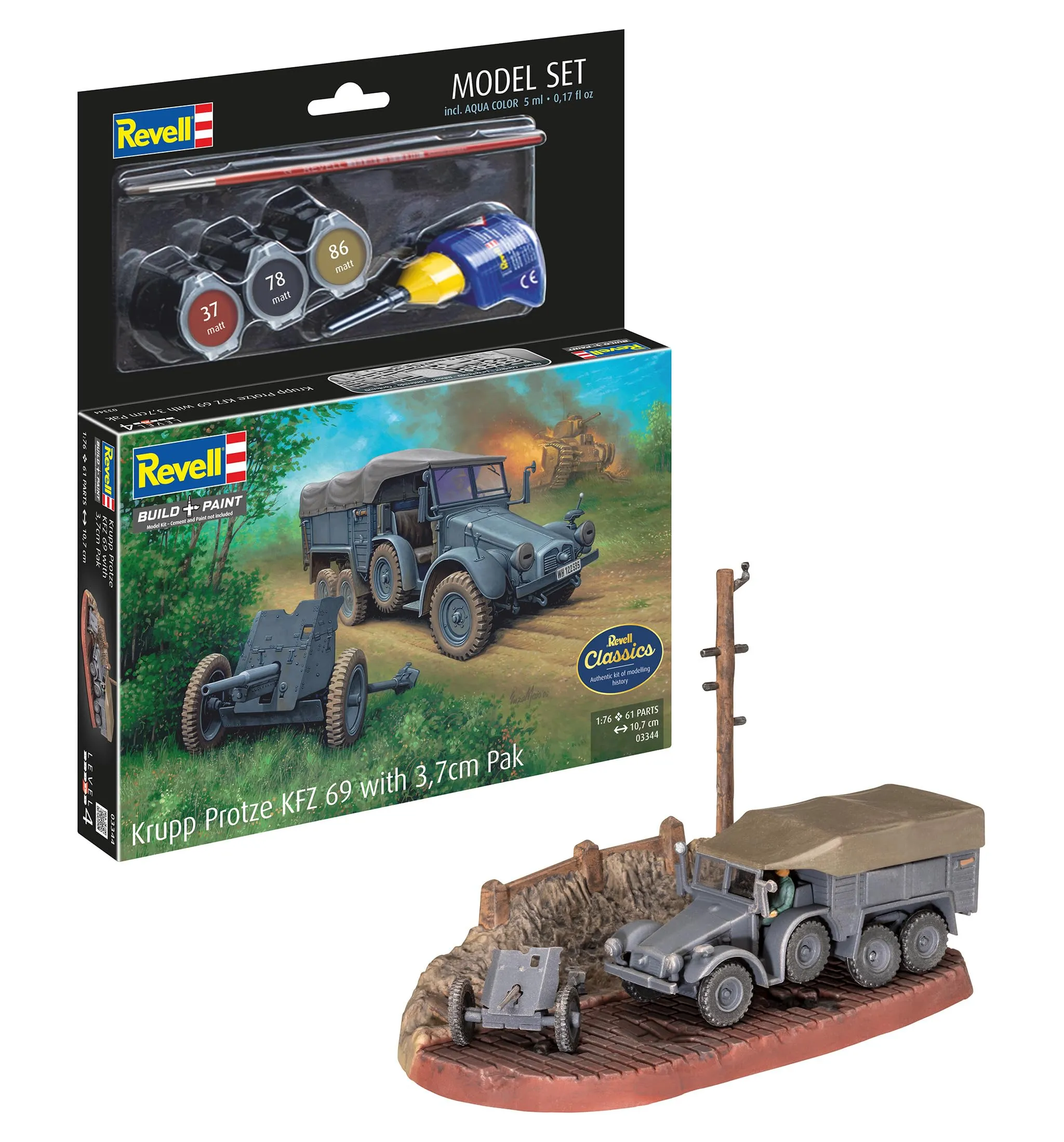 Revell Set modellismo Krupp Protze Auto 69 con 3,7 cm Pak