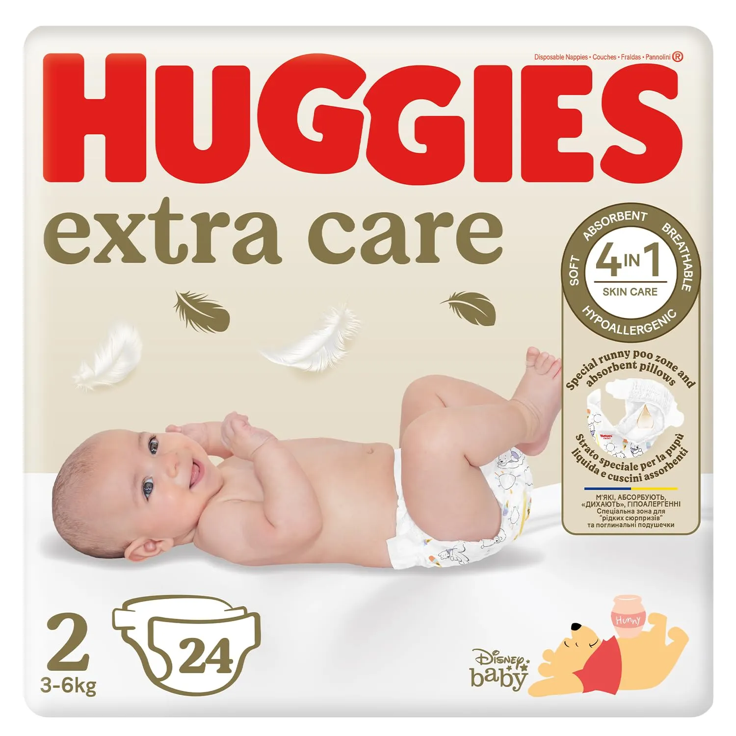 Huggies Extra Care Neonato, 24 Pannolini Taglia 2 (3-6Kg)