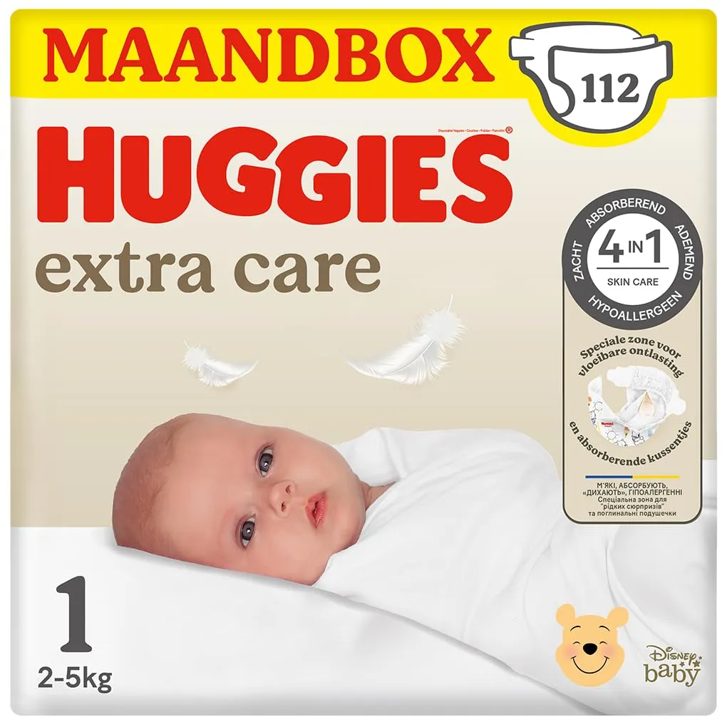 Huggies Bebè Extra Care Pannolini, Taglia 1 (2-5 kg), 112 pannolini