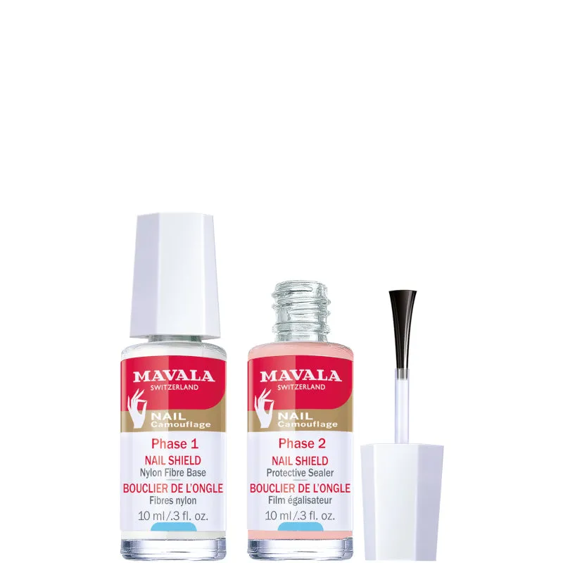 Mavala Bouclier De L'ongle Rinforza e Protegge L'Unghia Fragile 10 ML Fibre di Nylon + 10 ML Film Levigatore - 10 ML Fibre di Nylon + 10 ML Film Levigatore