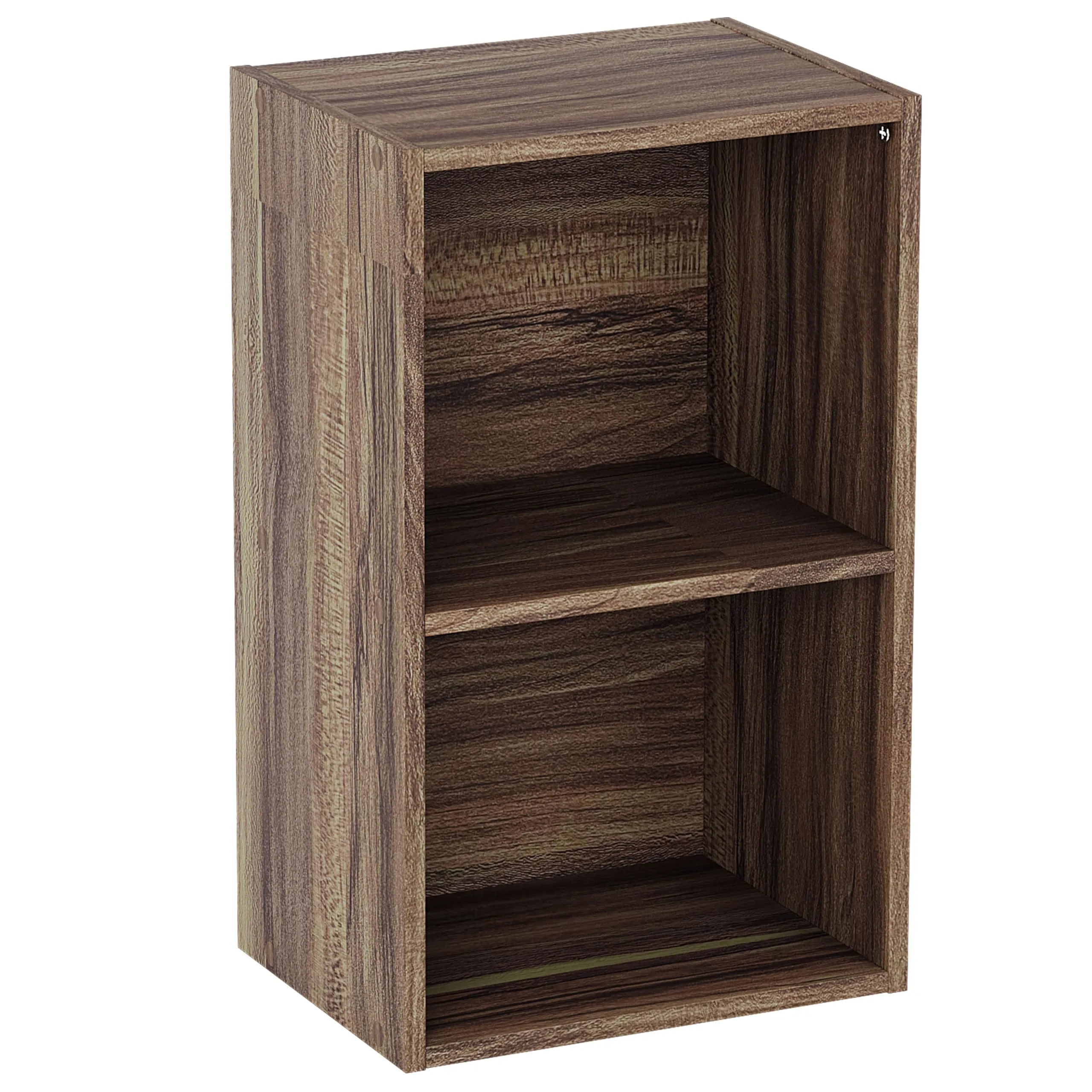 Vida Designs Oxford 2 Ripiano Cubo Libreria, Moderno Space-Saving Mobile contenitore for Soggiorno, Camera da letto or Ufficio, Autoportante Esposizione Shelf, H54xW32xD24cm (Noce)
