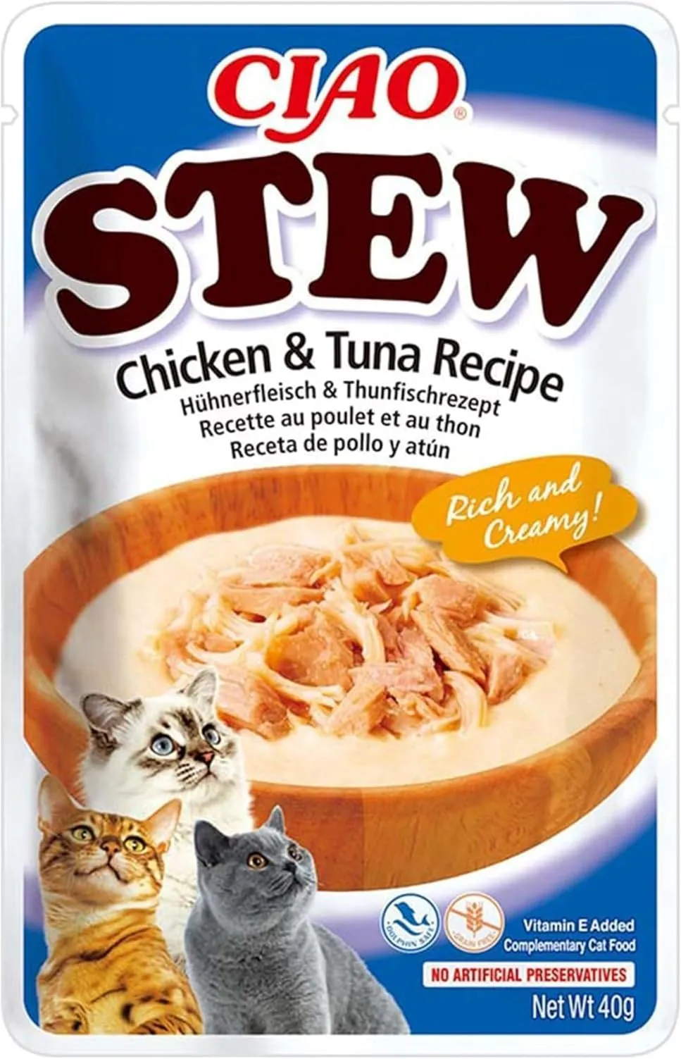 INABA Ciao Stew, Cibo Umido per Gatti con Pollo e Tonno, 1x40g
