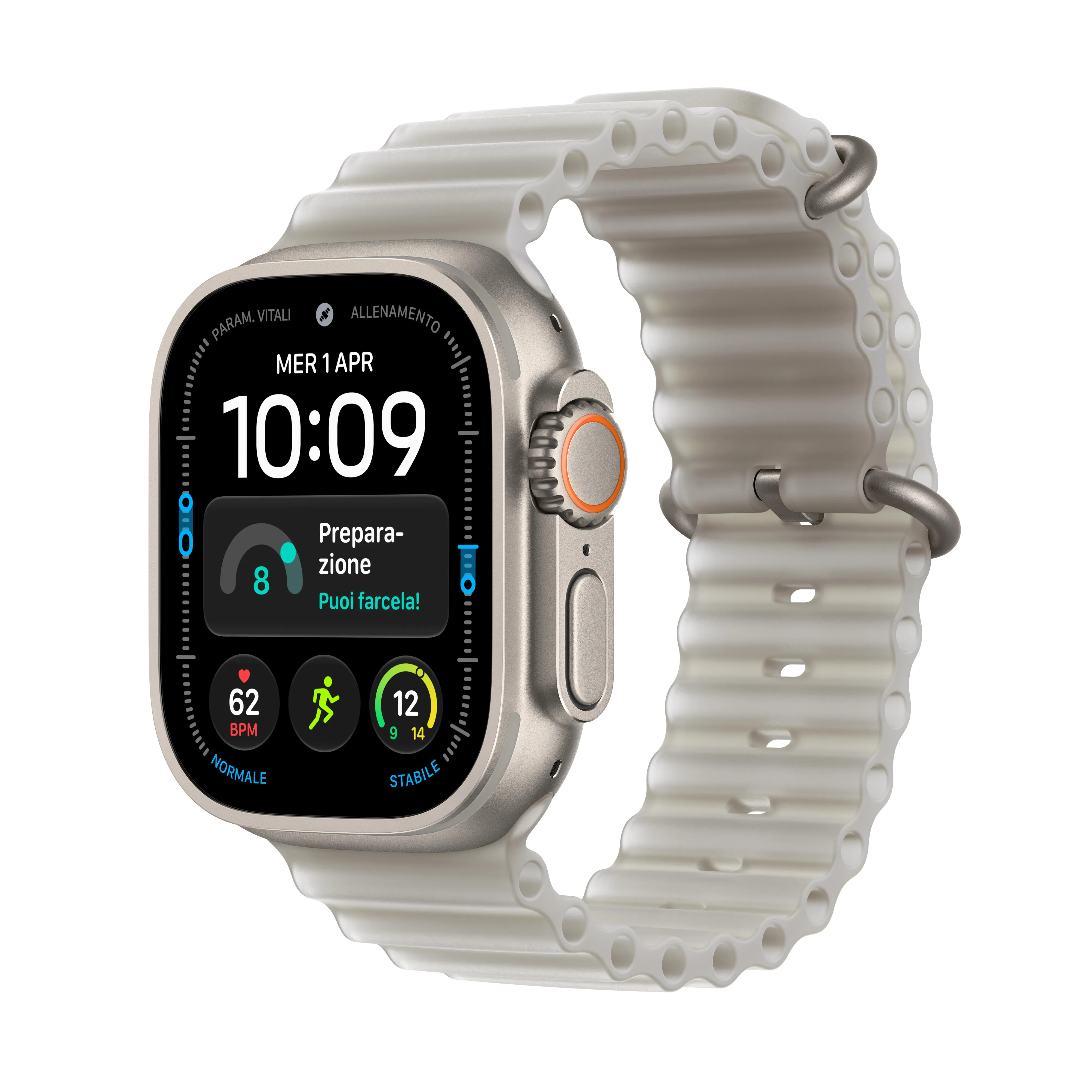 Apple Watch Ultra 4 GPS+Cellular 49MM Cassa Titanio Naturale e Ocean Band Grigio Traslucido