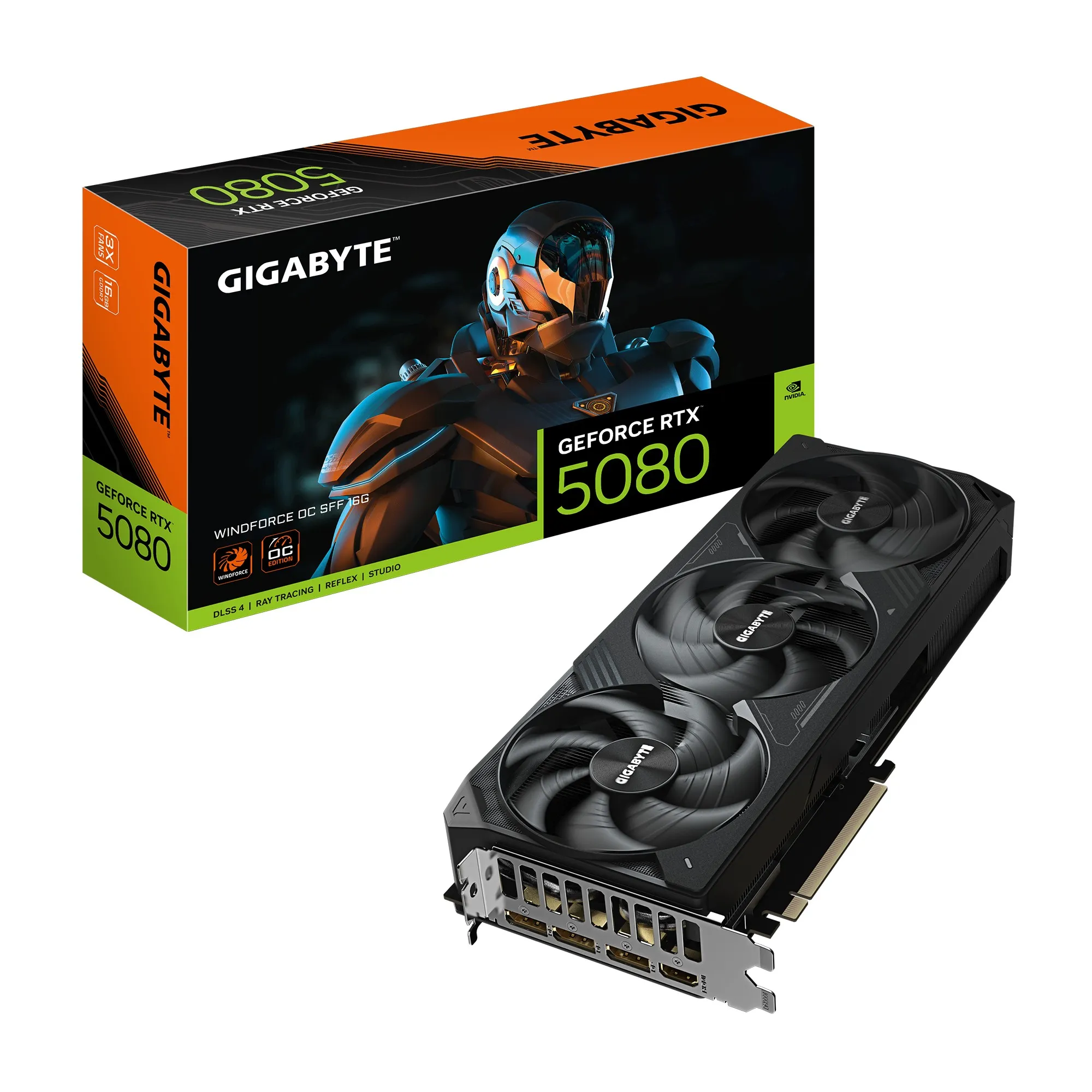 GIGABYTE GeForce RTX 5080 WINDFORCE OC SFF 16G Scheda Grafica - 16 GB GDDR7 256 bit PCI-E 5.0 2670MHz Frequenza Base 3 x DP 2.1a 1 x HDMI 2.1b GV-N5080WF3OC-16GD