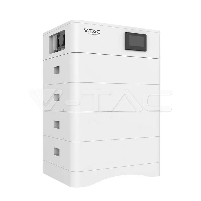 V-TAC Kit 4 Moduli di Accumulo Impilabili Alta Tensione 20kWh LiFePO4 BMS Integrato Inclusa Base e Box di Controllo 100Ah 204.8V IP65 CEI 0-21 Garanzia 10 Anni