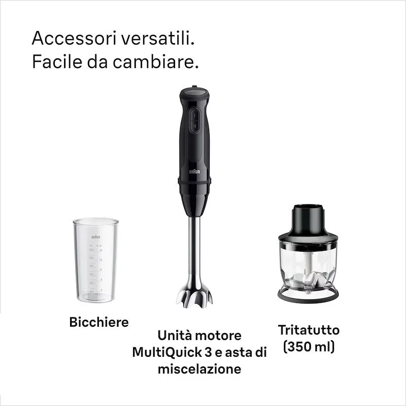 Braun Minipimer MultiQuick3 Mq30201mbk Nero