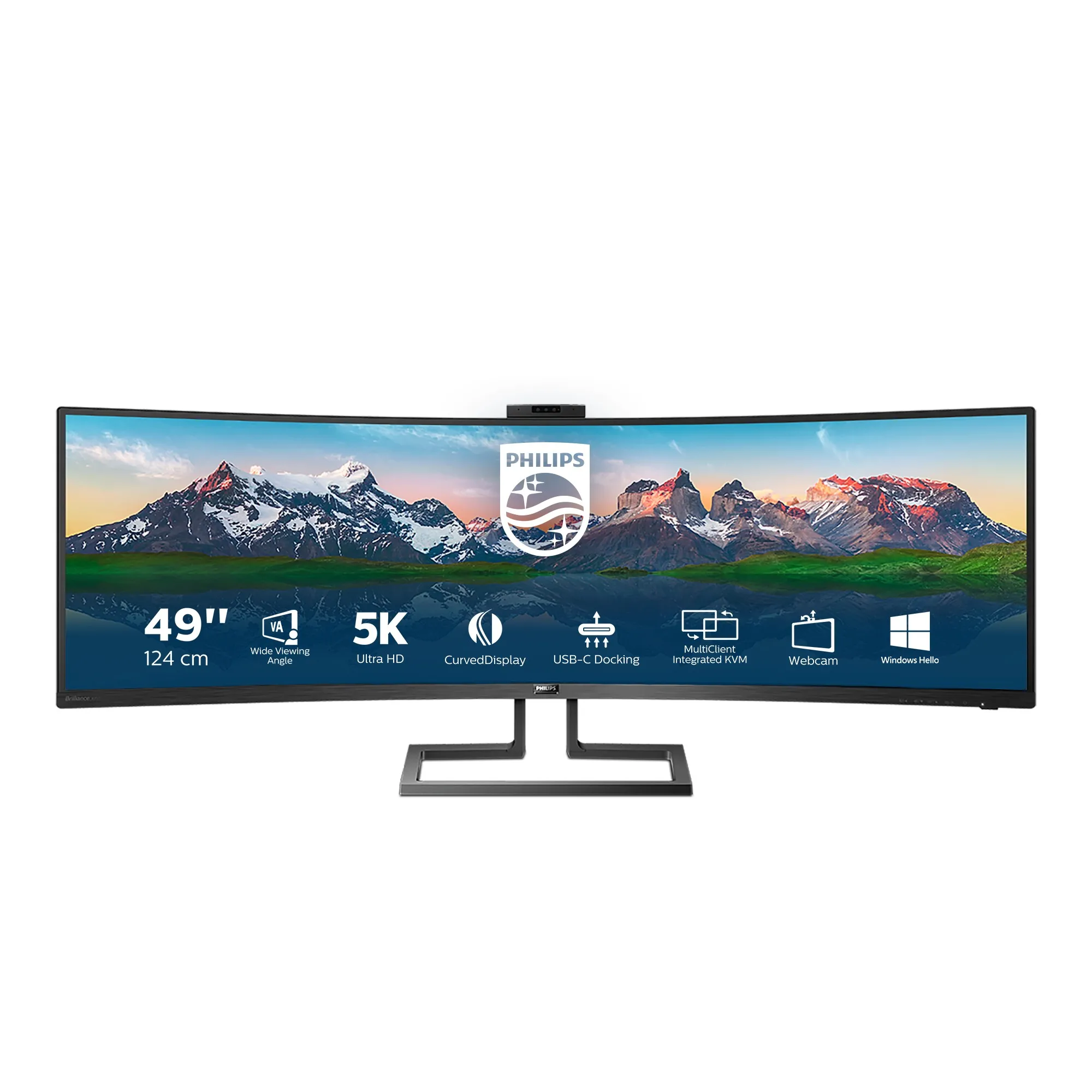 Philips Monitor 49 Led Va Superwide 32:9 5120X1440 5Ms 450Cdm Hdmi/Dp/Usb Webcam Docking Station Usb-C Multimediale