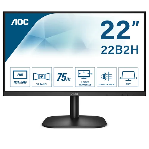 Aoc Monitor 21,5 LED Va 16:9 FHD 4MS 200 Cdm, VGA/Hdmi 22b2h/EU