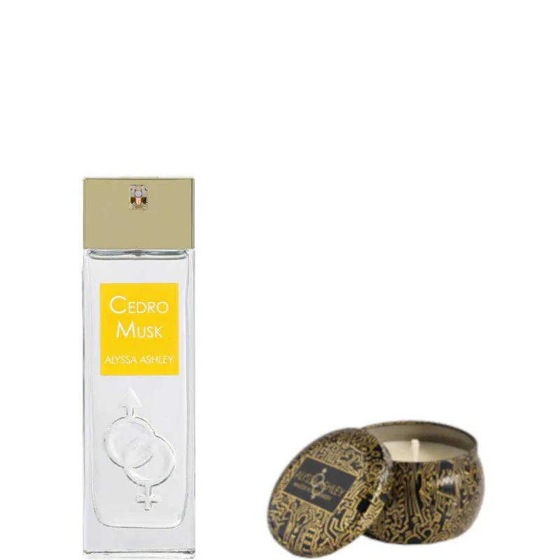 Alyssa Ashley Cedro Musk Confezione 50 ML Eau de Parfum + 110 gr Candela Profumata - 50 ML Eau de Parfum + 110 gr Candela Profumata