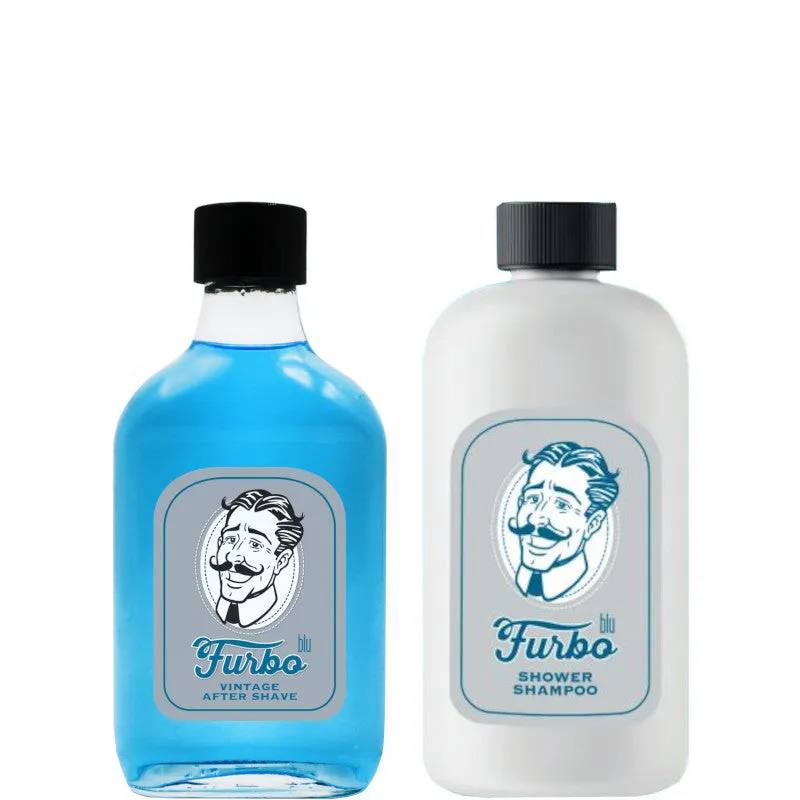 Furbo Lozione Dopobarba + Shower Shampoo Vintage Blu Confezione 200 ML Lozione Dopobarba + 500 ML Shower Shampoo - 200 ML Lozione Dopobarba + 500 ML Shower Shampoo