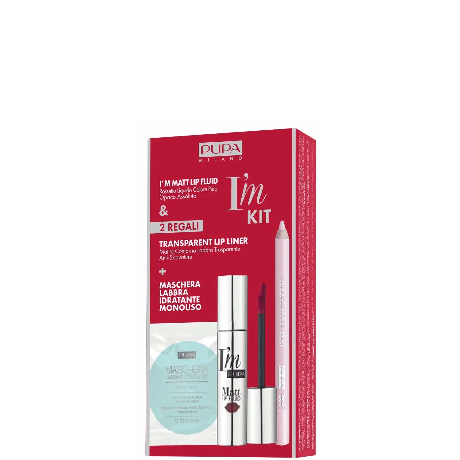 Pupa I'm Matt Lip Fluid Kit I'm 053 Dark Red* - 053 Dark Red
