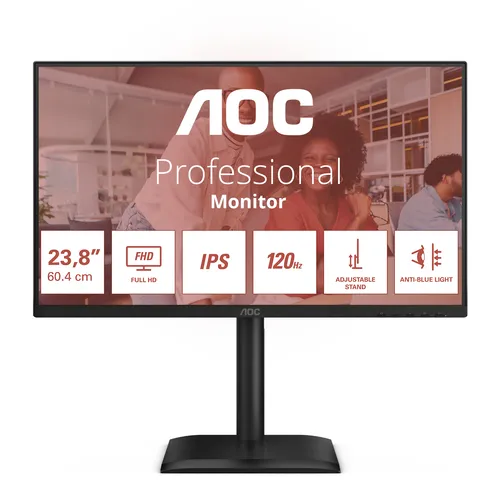 Aoc Monitor 23,8 LED Ips FHD 16:9 4MS 300 Cdm 120hz, Pivot, VGA/DP/Hdmi, Multimediale 24e4u