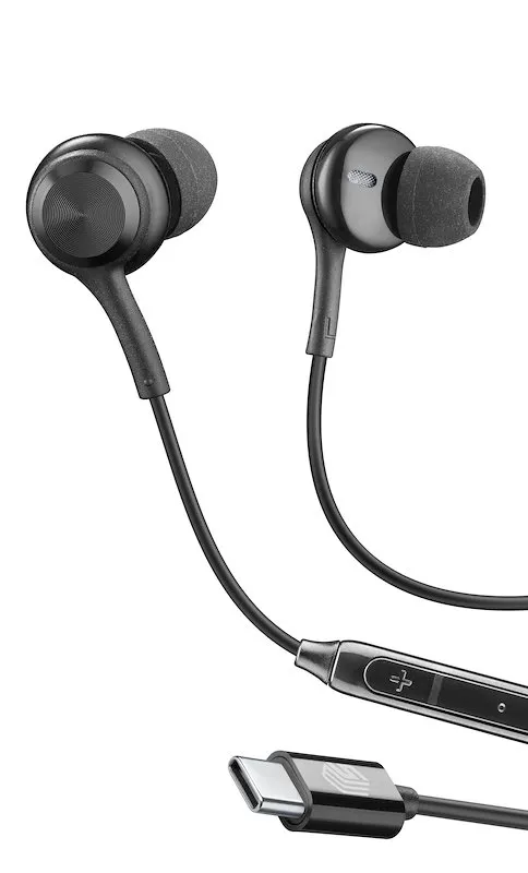 Cellularline Auricolari con filo Auinearmstypec2k Nero