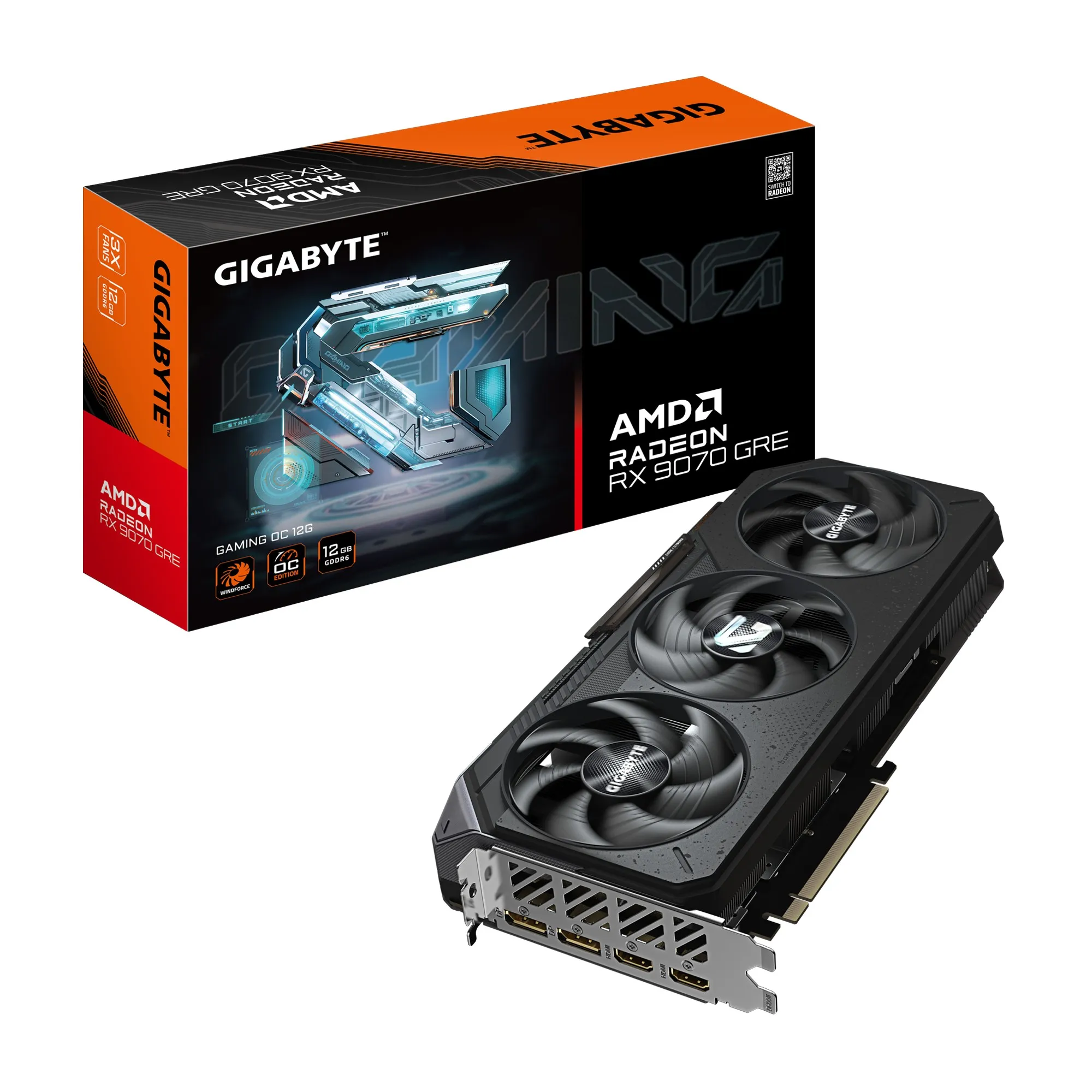 GIGABYTE Radeon RX 9070 GRE GAMING OC 12G  Scheda grafica 12GB GDDR6 192bit PCI-E 5.0 2920 MHz Core Clock 2 × DisplayPort 2 × HDMI GV-R907GREGAMING OC-12GD