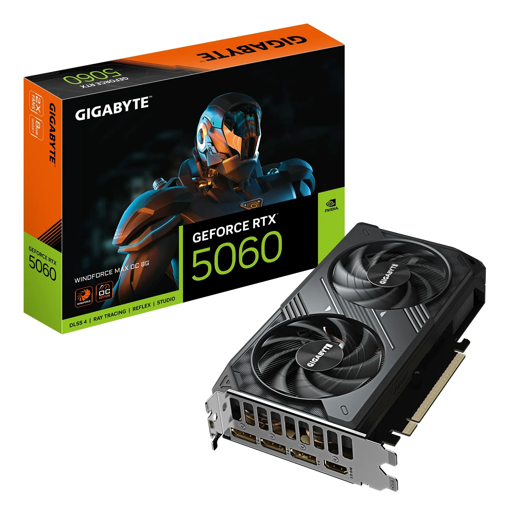 GIGABYTE GeForce RTX 5060 WINDFORCE MAX OC 8G Scheda Grafica  8 GB GDDR7 128 bit PCI-E 5.0 2512 MHz Frequenza del core 3 x DisplayPort 1 x HDMI NVIDIA DLSS 4 GV-N5060WF2MAX OC-8GD