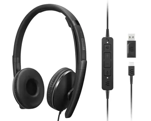 Lenovo Cuffie Cablate Anc Gen 2 (teams), Con Convertitore Usb-C A Usb-A E Custodia 4xd1m45627