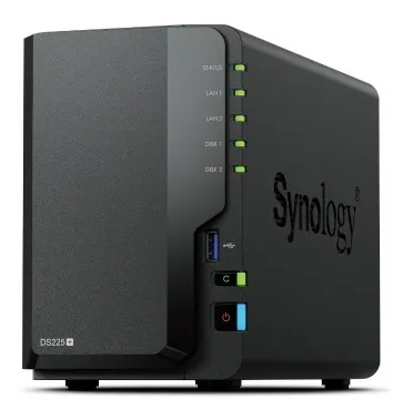 Synology Nas Tower Ds225+ X 2Hd 3.5/2.5 Sata2/3 - No Hd - Celeron J4125 -2Gb Ddr4-1P Lan Rj45 1Gbe