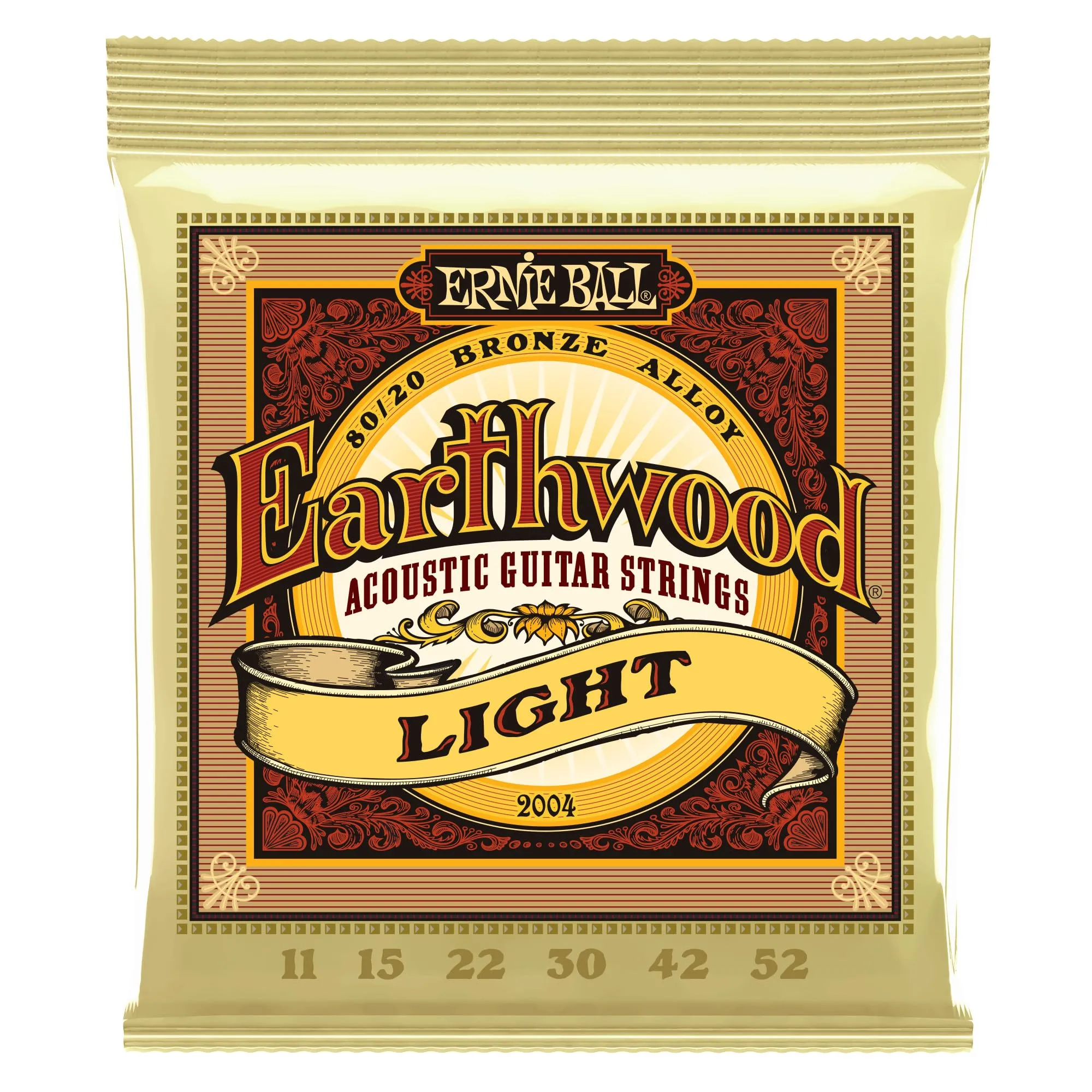 Ernie Ball, Earthwood Light 80/20 Bronze, Corde per chitarra acustica,diametro 11-52