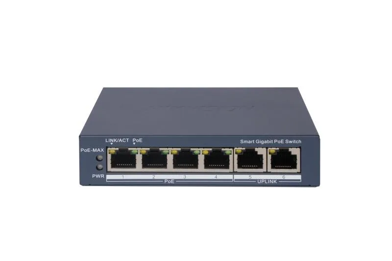 Hikvision Switch L2, Smart Managed, 4 Gigabit Rj45 POE Ports, 2 Rj45 Port, 802.3AF/AT, POE P DS-3e1506p-EI