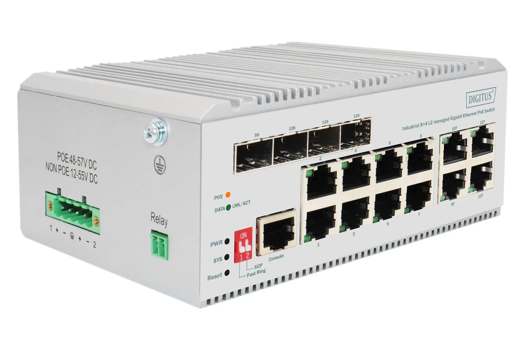 Switch Poe Di Rete Gigabit Ethernet A 8 Porte Industriale Gestito L2 4 Uplink Sfp