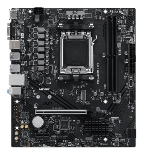 Msi Mb Amd A620, A620am-B EVO,A620a,AM5,2ddr5,1pci-Ex16,1pci-EX1,1M.2,2sata3,7usb3.2 Gen1,6usb2.0,HD A 911-7e36-001