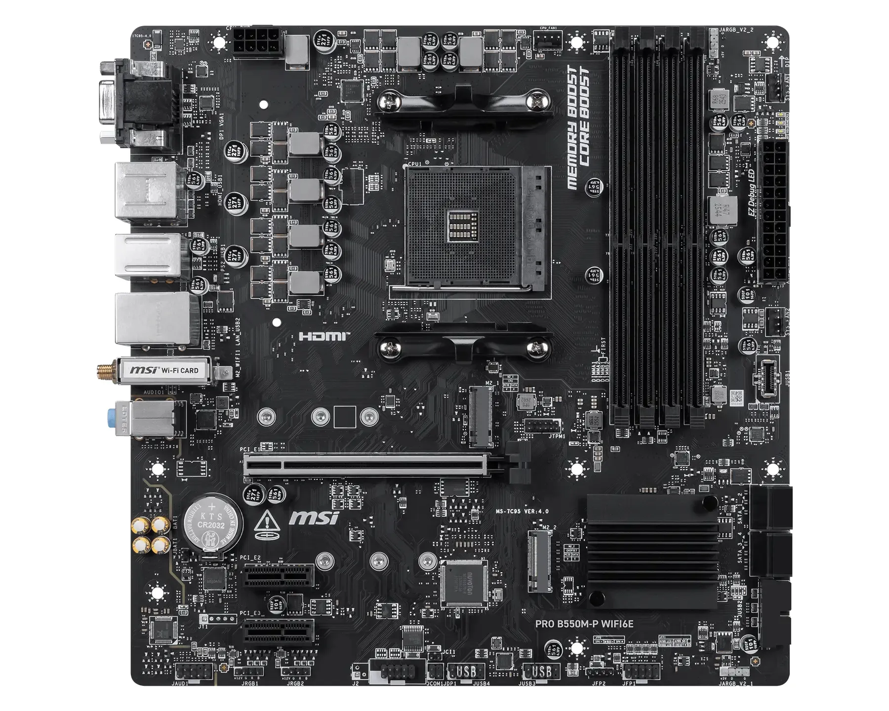 Msi Mb Amd B550, Pro B550m-P Wifi6e,B550,AM4,4ddr4,1pci-Ex16,2pci-EX1, 2M.2,4sata3,7usb3.2 Gen1,6usb 911-7c95-212