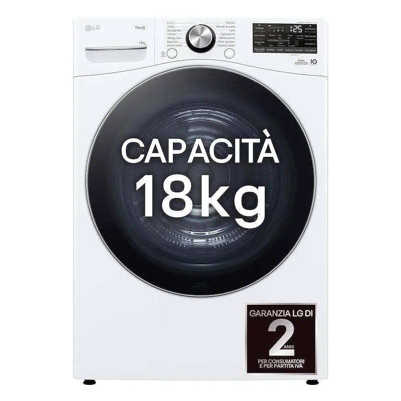 Lg Asciugatrice a Pompa di Calore 18 Kg Rh18u8avcw Bianco