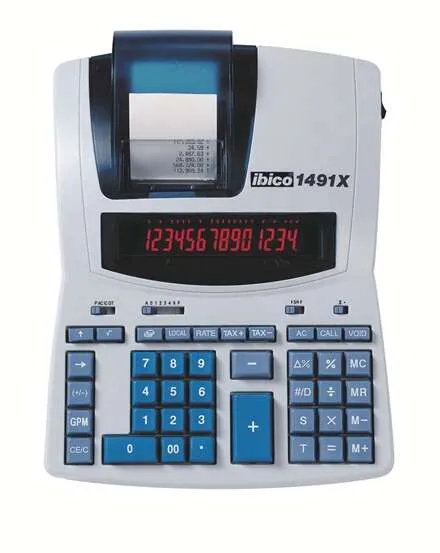 Calcolatrice termica professionale Ibico 1491X 14 cifre - Display LCD a 2 colori - Stampa in bianco e nero - Velocità 10 righe al secondo