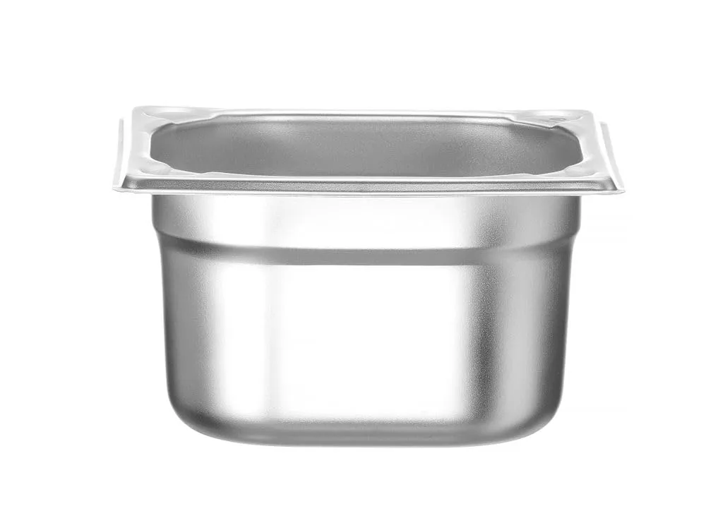 HENDI Contenitore Gastronorm GN 1/6, Kitchen Line, resistenza termica -40 °C a 250 °C, adatto a forno e bagnomaria, 1,6L, 176x162x(H) 100mm, acciaio inox