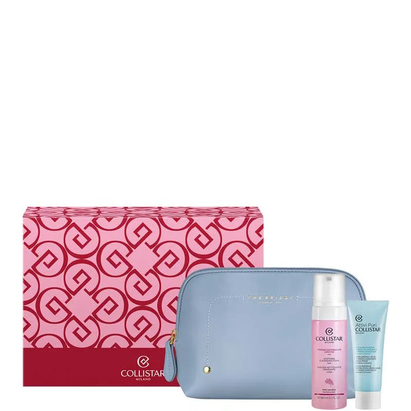 Collistar Attivi Puri Cica-Maschera Acido Ialuronico + Madecassoside Cofanetto 75 ML Maschera Viso + 180 ML Mousse Detergente Lenitiva Viso + Beauty-Bag THE BRIDGE - 75 ML Maschera Viso + 180 ML Mousse Detergente Lenitiva Viso + Beauty-Bag THE BRIDGE