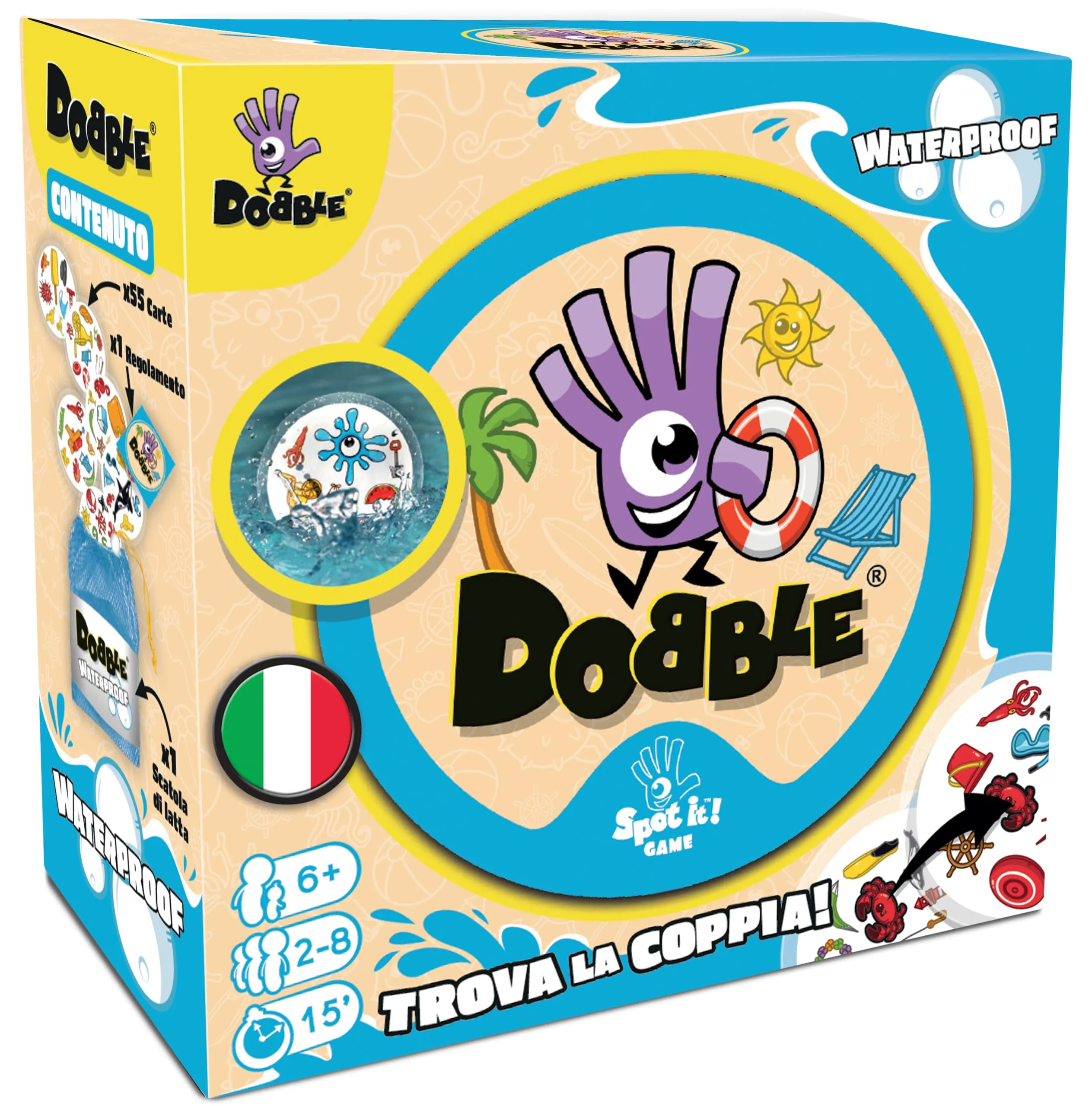 Asmodee – DOBBLE WATERPROOF – Carte da Gioco Resistenti all'Acqua