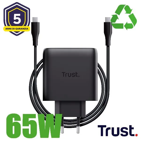 Trust Maxo 65W Usb-C Gan Charger Black 25523