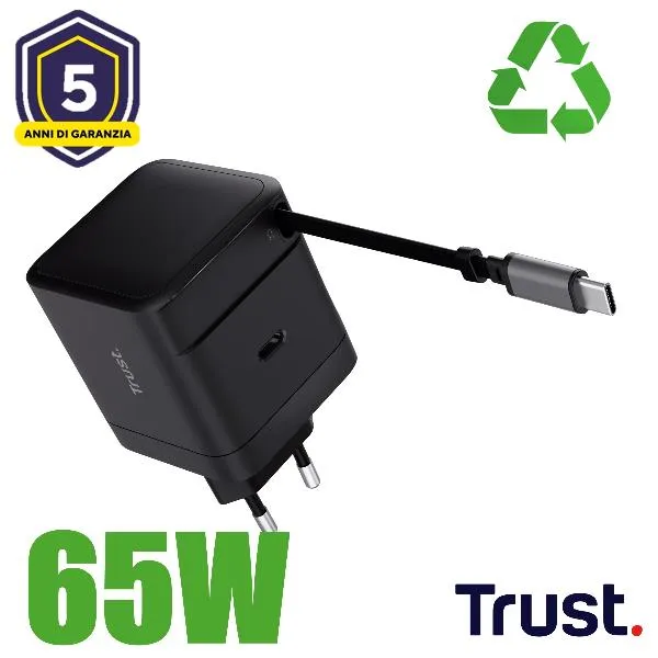 Trust Maxo 65W Rtrct Usb-C Pd Charger 25805TRS
