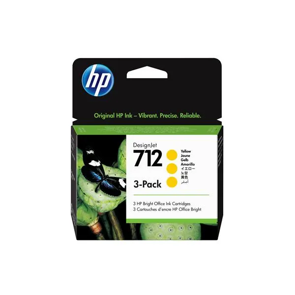 Hp 712 3-Pack 29-ml Yellow Designjet Ink Cartridge 3ED79A